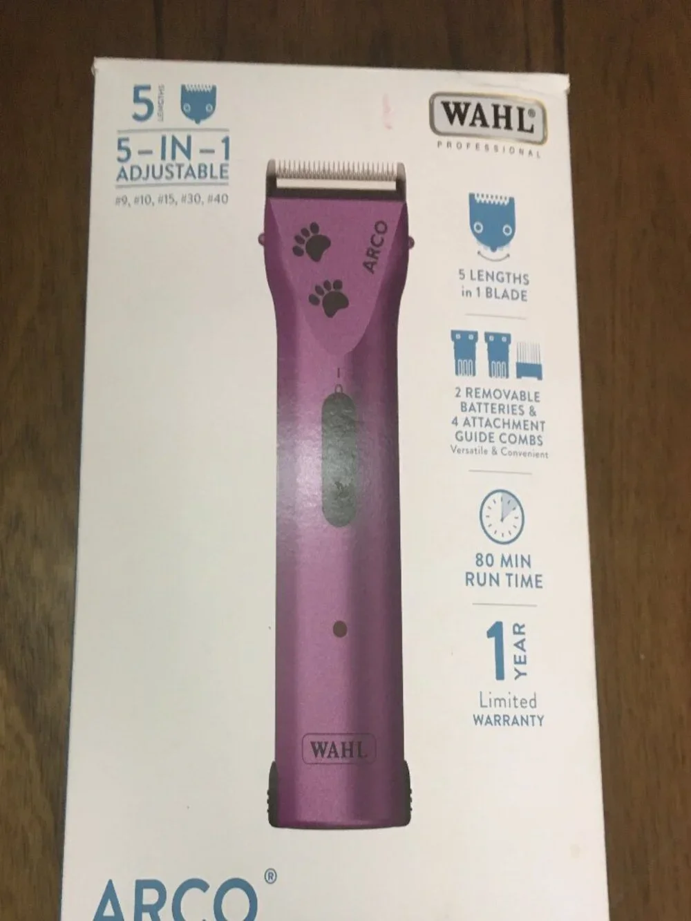 NEW Wahl Arco Pet Hair Clipper Cordless w/ 2 Batteries - Purple